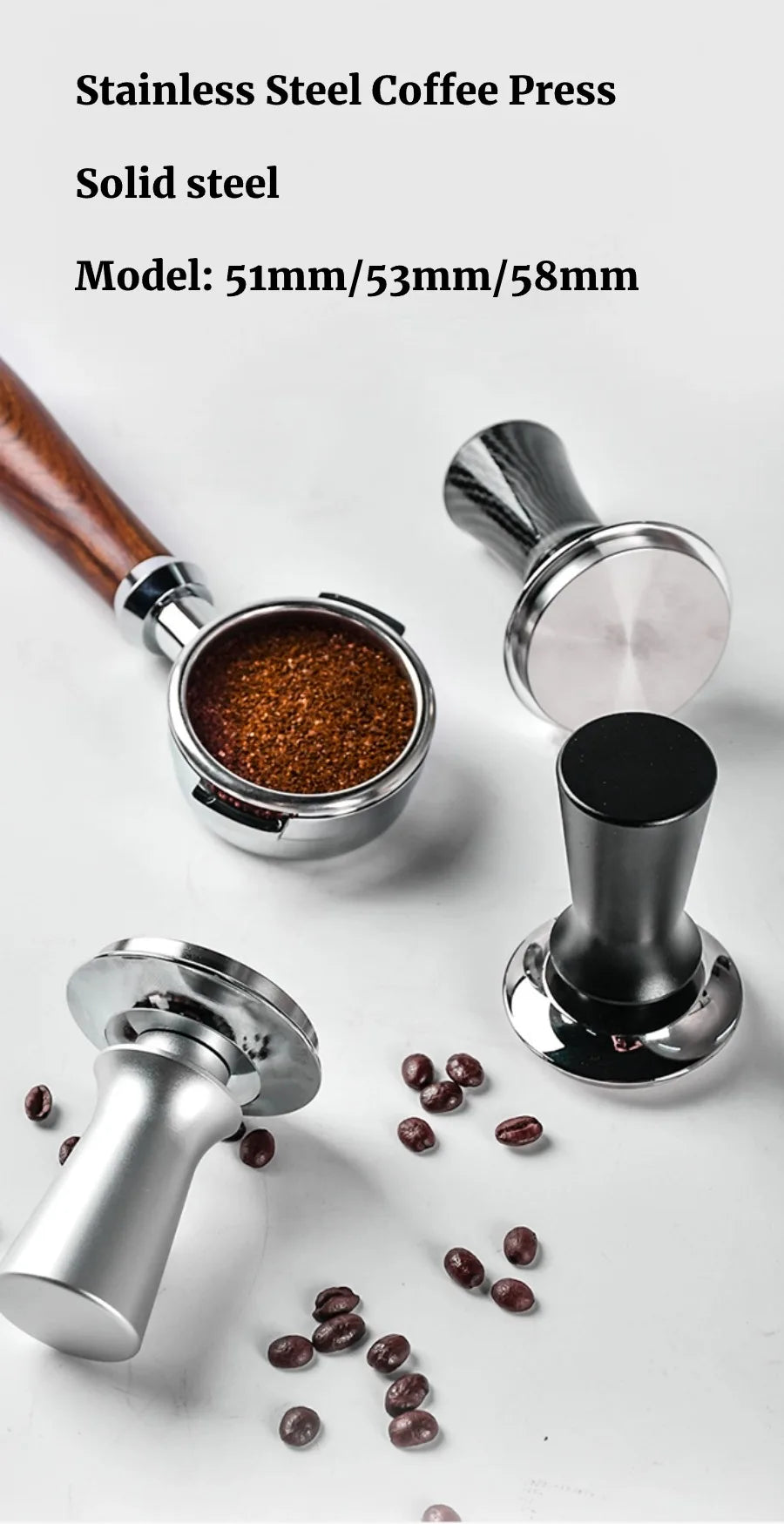 58mm 53mm 54mm 51mm Espresso Tamper Barista Coffee Tamper with Calibrated Spring Loaded Stainless Steel Tampers - Smarsty