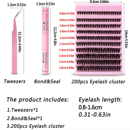 DIY Eyelash Extension Kit with 200 Individual Clusters - Smarsty