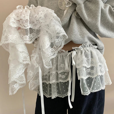 Korean Fashion Lace Skirt With Irregular Hemline - Smarsty