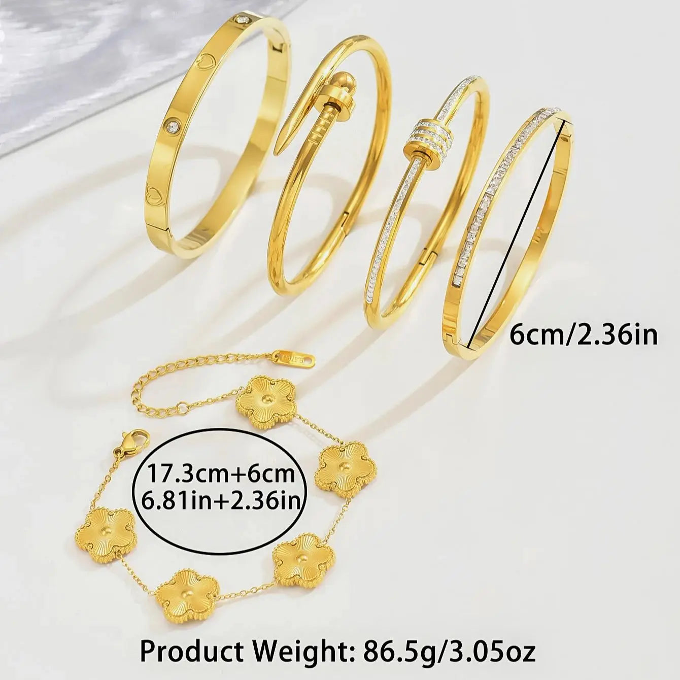 Stainless Steel Four-Leaf Clover Lucky Bracelet for Women - Smarsty