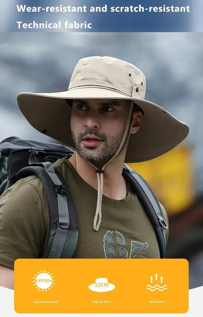 New Sun Protection Fishing Hat Summer Breathable Mesh Camping Hiking Caps Anti-UV Sun Hat Mountaineering Caps Men's Panama Hat by Smarsty