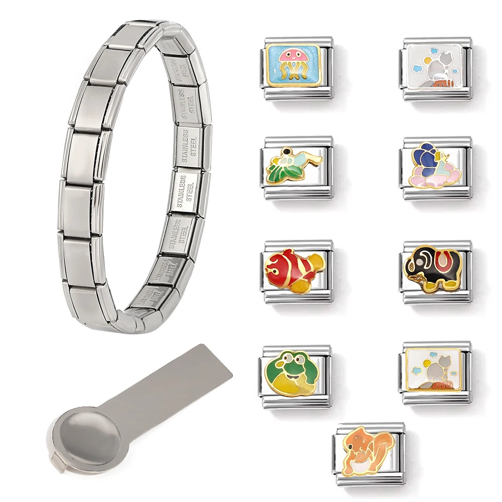 Italian Links Stainless Steel Charm Bracelet for Women - Smarsty