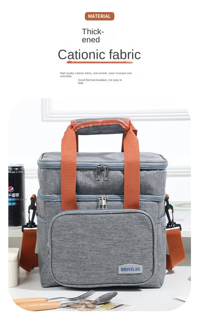 Double Layer Lunch Bag Large Capacity Thermal Insulation - Smarsty