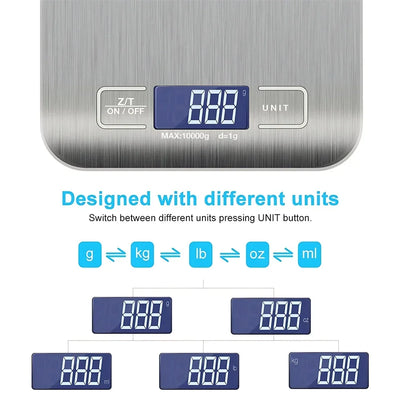 5kg/1g Digital Kitchen Scale LED Stainless Steel High-precision Electronic Scales Home Jewelry Food Weighing Baking Tools by Smarsty