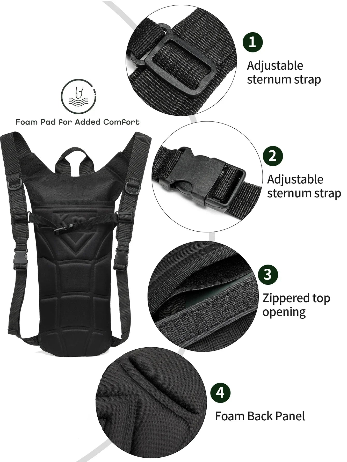 Outdoor Hydration Pack 3L Water Bladder Backpack Waterproof Water Bag for Running Hiking Cycling Biking Hunting Camping - Smarsty
