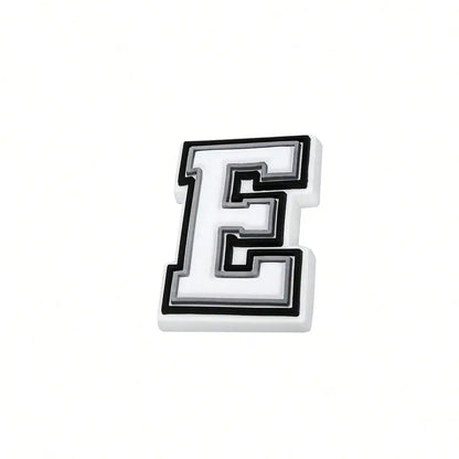 1pc Black White Alphabet Shoe Charm, PVC Shoe Accessory For Crocs, Wristband, Slipper,DIY Accessories Gifts For Holiday Party