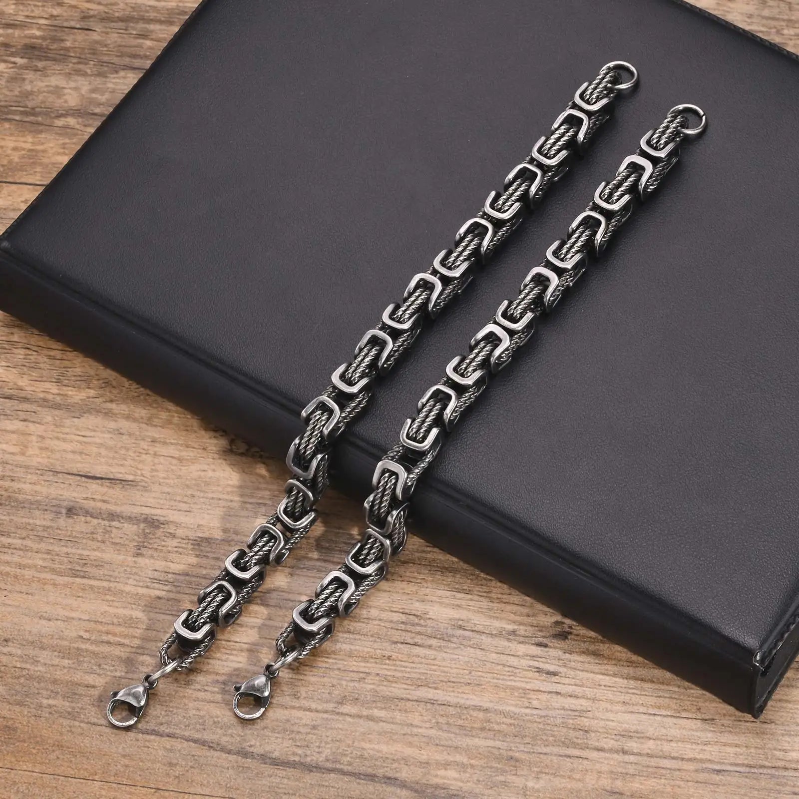 Mens Chunky Byzantine Bracelet Stainless Steel Wristband - Smarsty