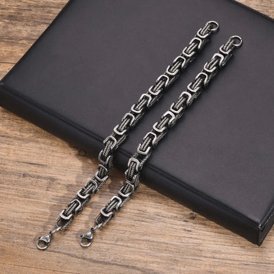 Mens Chunky Byzantine Bracelet Stainless Steel Wristband - Smarsty
