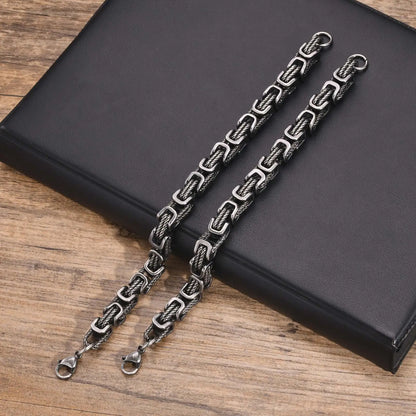 Mens Chunky Byzantine Bracelet Stainless Steel Wristband - Smarsty