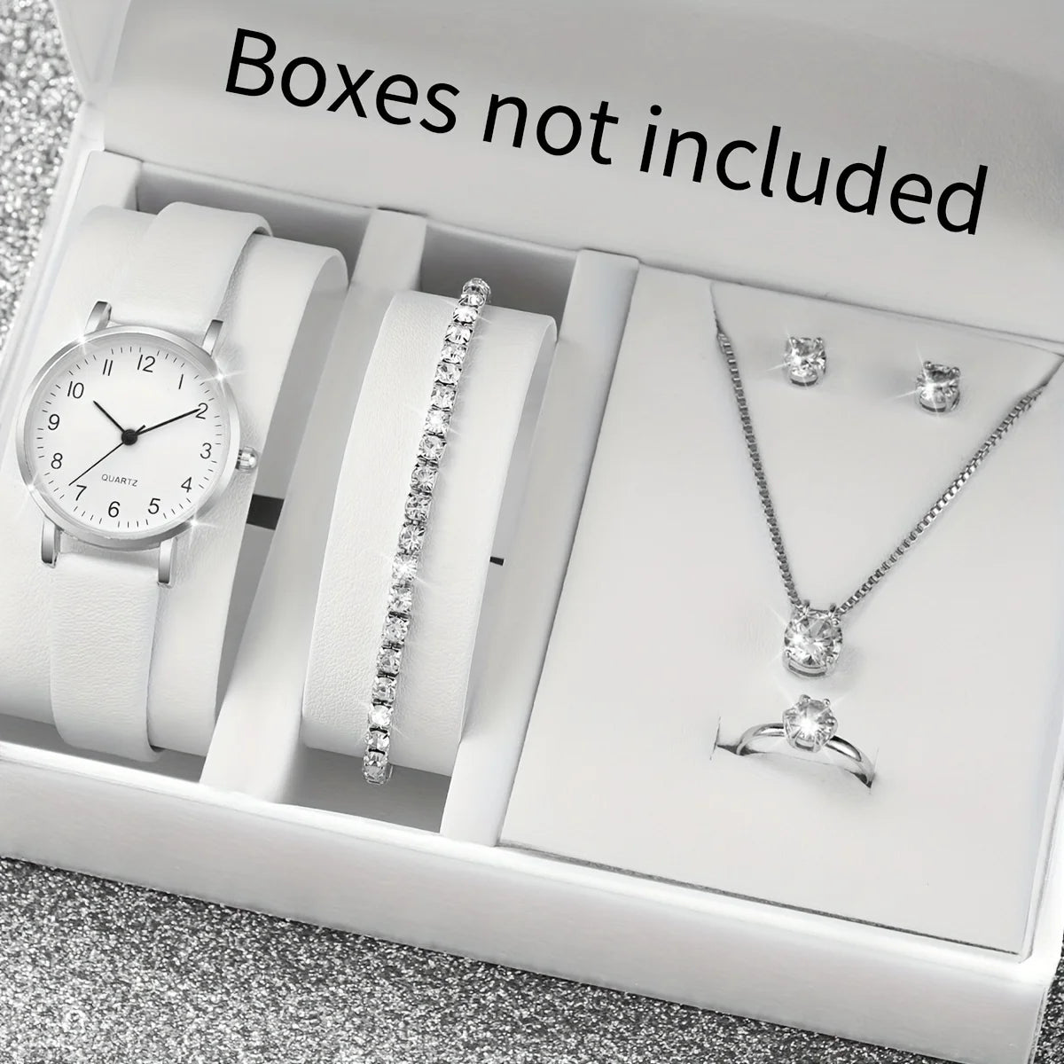Fashion Women's Quartz Watch with Leather Band and Diamonds - Smarsty