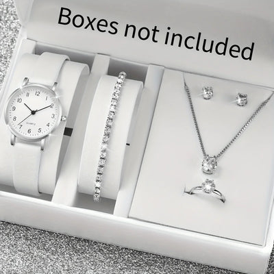 Fashion Women's Quartz Watch with Leather Band and Diamonds - Smarsty