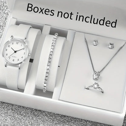 Fashion Women's Quartz Watch with Leather Band and Diamonds - Smarsty