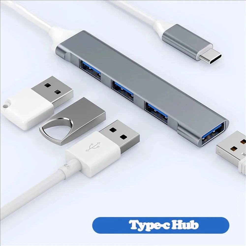 USB Type C Hub 4 Port Aluminum Alloy Multiport Adapter