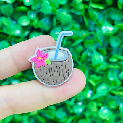 1pcs PVC Hawaii Summer Vibes Surf Sun Sand Aloha Coconut Turtle Shoe Charms Slippers Shoe Decoration Buckle Clog DIY Wristbands