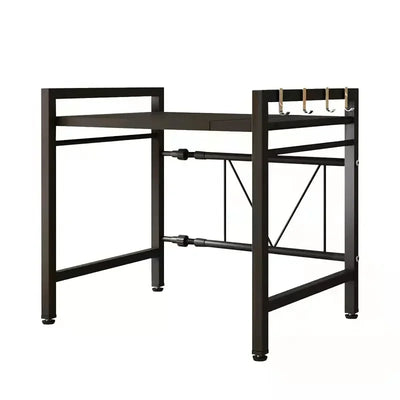 Carbon Steel Thickened Retractable Kitchen Shelf Microwave Rack Oven Rack Rice Cooker Rack Storage Household Double Layer by Smarsty