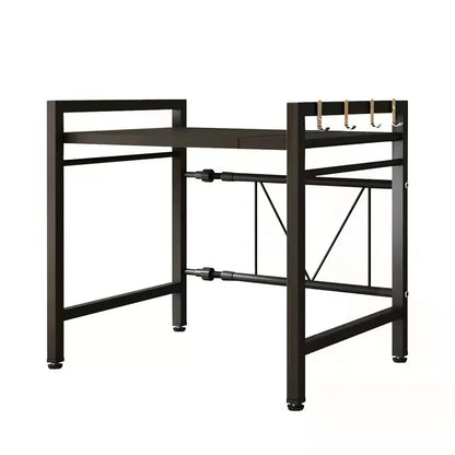 Carbon Steel Thickened Retractable Kitchen Shelf Microwave Rack Oven Rack Rice Cooker Rack Storage Household Double Layer