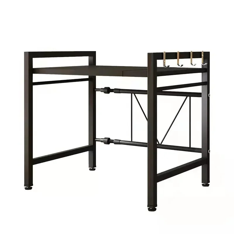 Carbon Steel Thickened Retractable Kitchen Shelf Microwave Rack Oven Rack Rice Cooker Rack Storage Household Double Layer