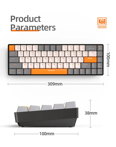 Wireless 60 Percent Mechanical Keyboard Bluetooth Hot Swap - Smarsty