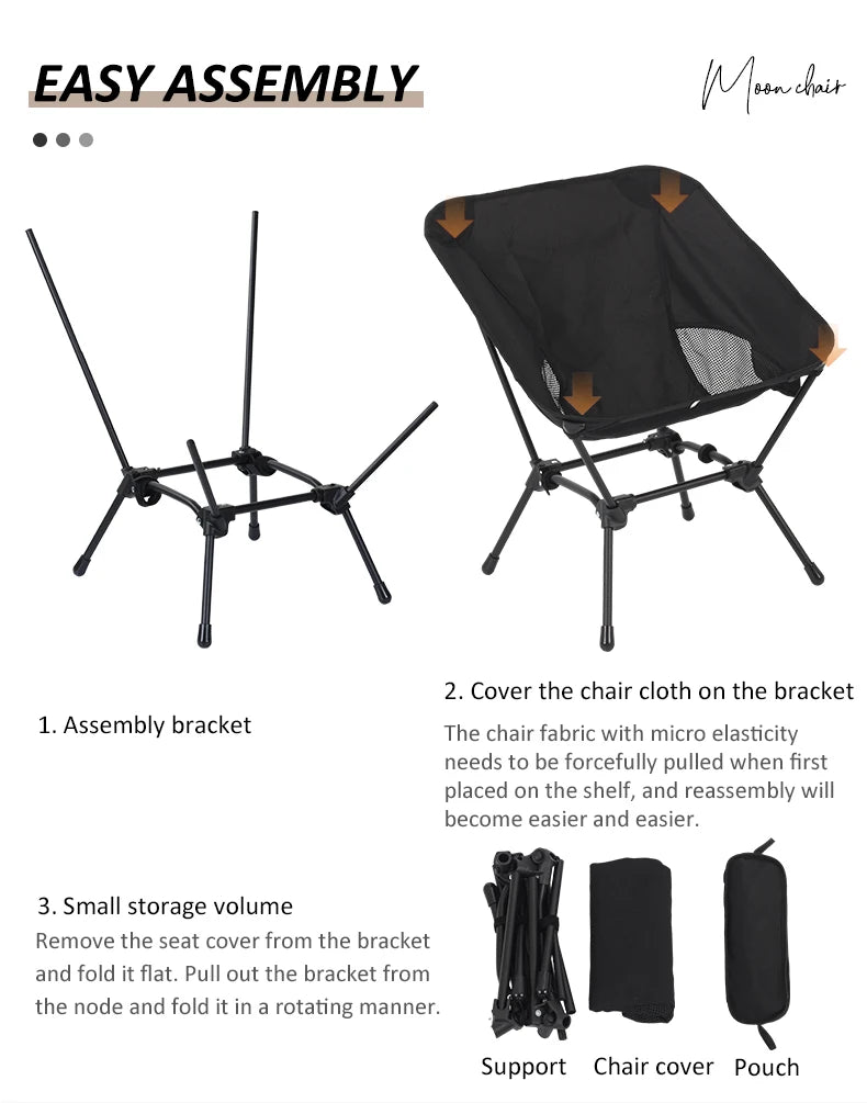 Square Structure Beach Fishing Stool, Convenient Four-Corner Camping Folding Chair, Lightweight Iron Tube Moon Chair by Smarsty