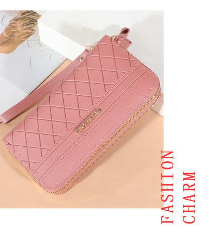 Long Women's Wallet Female Purses Tassel Coin Purse Card Holder Wallets Double Zipper Pu Leather Clutch Luxury Money Phone Bag - Smarsty