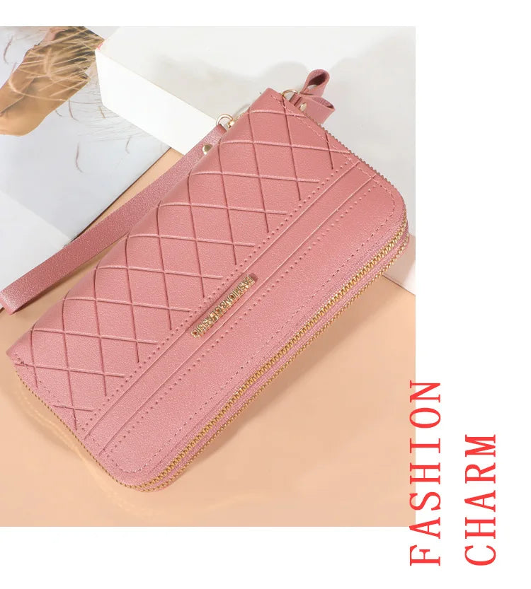 Long Women's Wallet Female Purses Tassel Coin Purse Card Holder Wallets Double Zipper Pu Leather Clutch Luxury Money Phone Bag - Smarsty