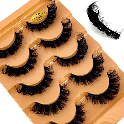 3D Natural Cat Eye False Eyelashes Fluffy Soft 5 Pairs - Smarsty