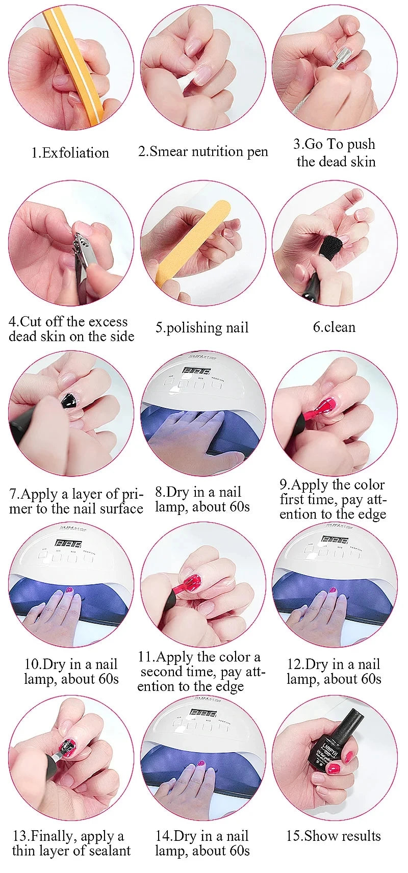 Professional Gel Nail Polish Kit with UV LED Dryer - Smarsty