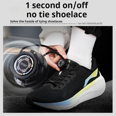 easy installation Automatic Shoelaces Without ties Black white Swivel Buckle Laces Thick Rope Sneakers Shoelace Shoe Accessories - Smarsty