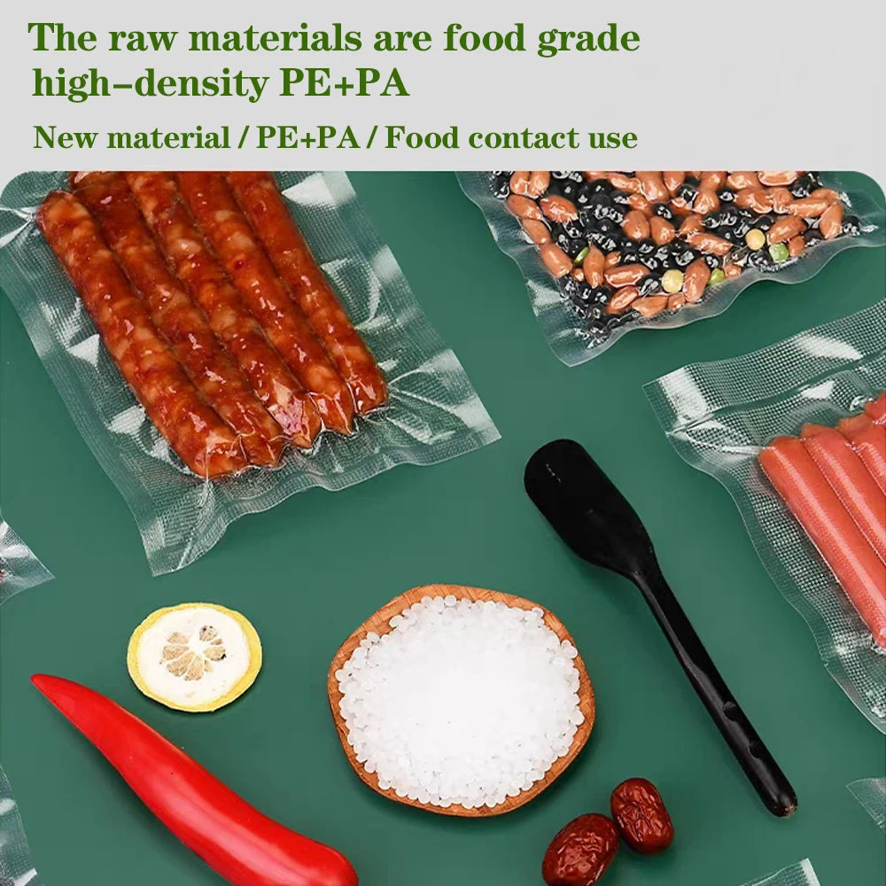 100 Premium Vacuum Sealer Bags, Sealing, Freshness, Compression, Kitchen Vacuum Bags, Food Vacuum Sealer Food Storage Bags