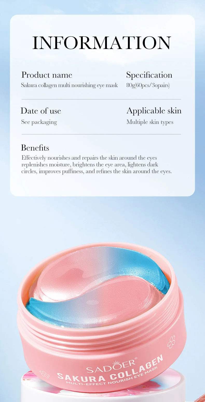 SADOER Sakura Collagen Eye Masks for Dark Circles Relief - Smarsty