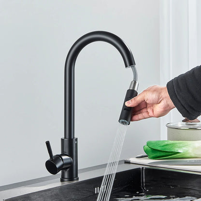 Black Kitchen Faucet with Pull Out Spray Versatile Hot and Cold Water - Smarsty