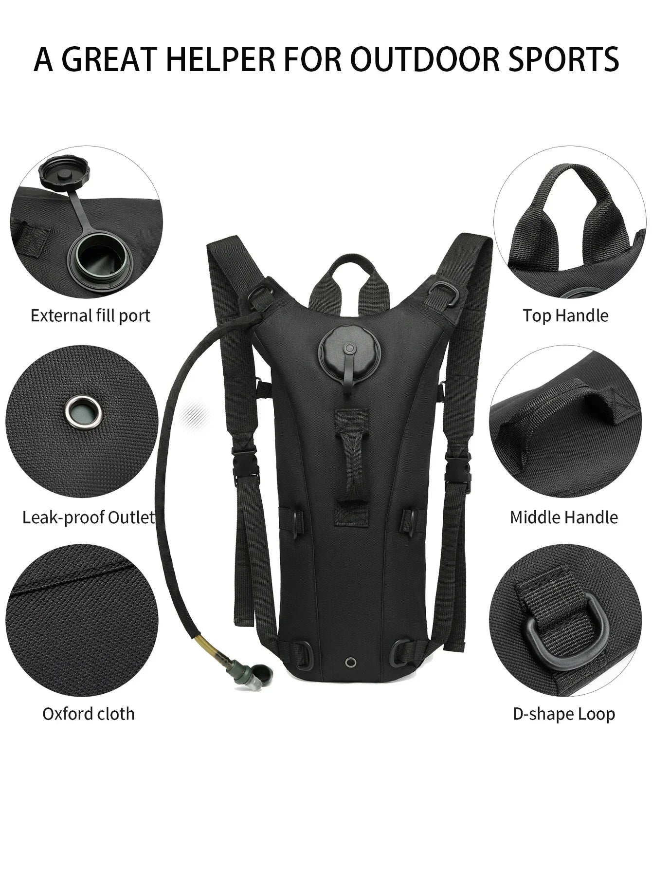 Outdoor Hydration Pack 3L Water Bladder Backpack Waterproof Water Bag for Running Hiking Cycling Biking Hunting Camping - Smarsty