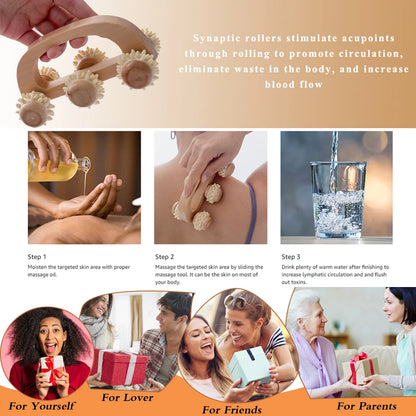 Handheld Wooden Massage Roller for Sore Muscles - Smarsty