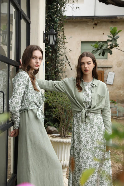 AS 2025 spring summer linen shirt + dress collection high quality print linen and knitting cardigan woman outfit - Smarsty