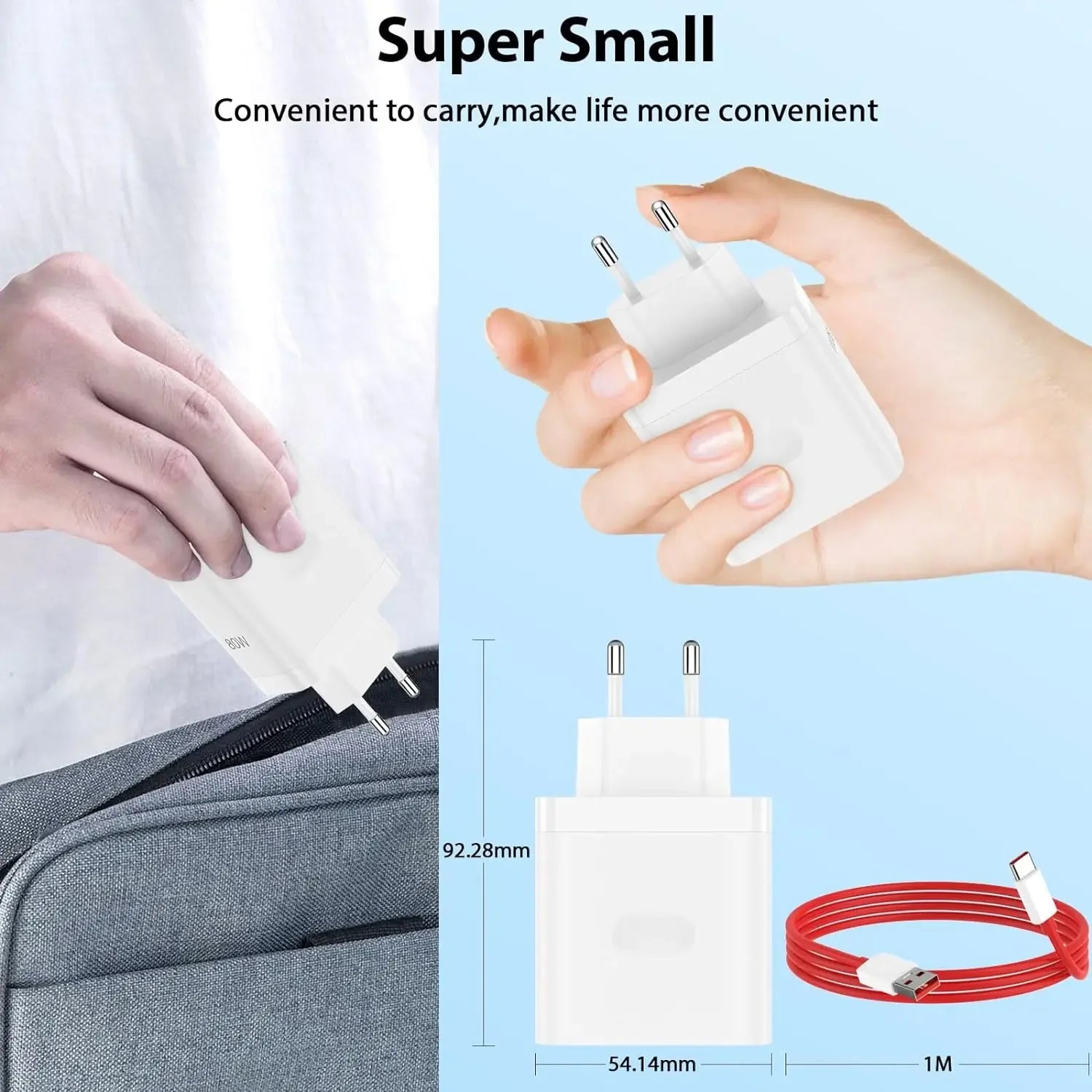 80W USB C Fast Wall Charger EU Plug For Smartphones - Smarsty