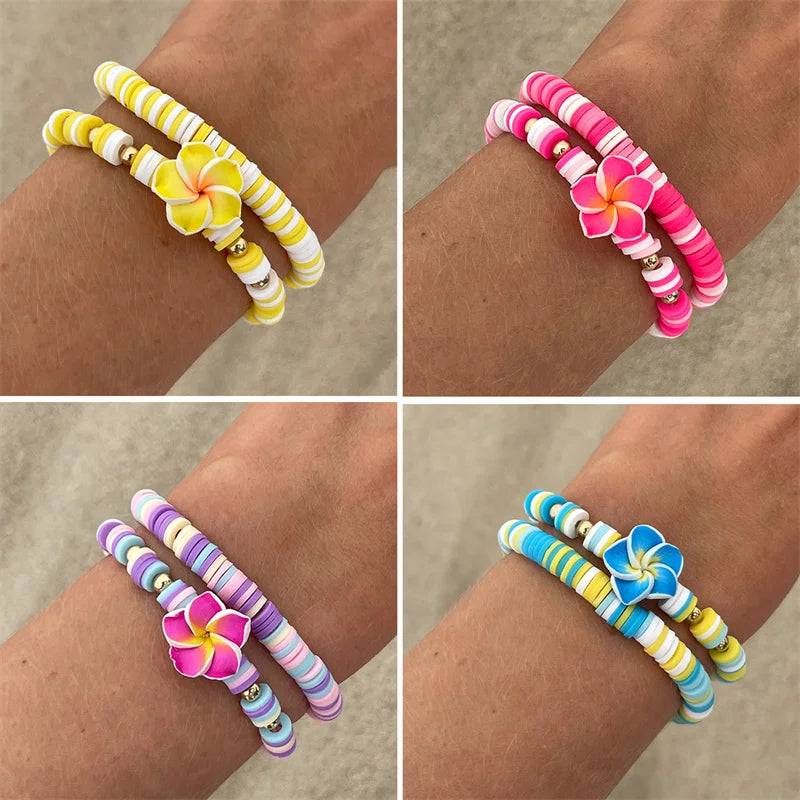 Multicolor Polymer Clay Beads Bracelets Set for Women - Smarsty