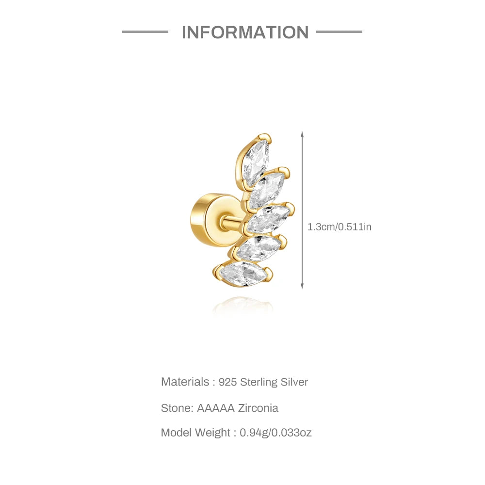 925 Silver Star Moon Zircon Stud Earrings Hypoallergenic - Smarsty