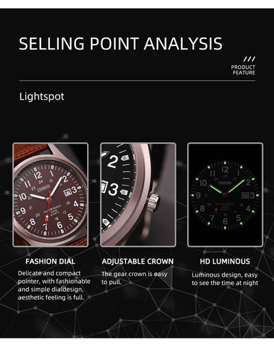 Luxury Mens Luminous Quartz Watch with Calendar - Smarsty