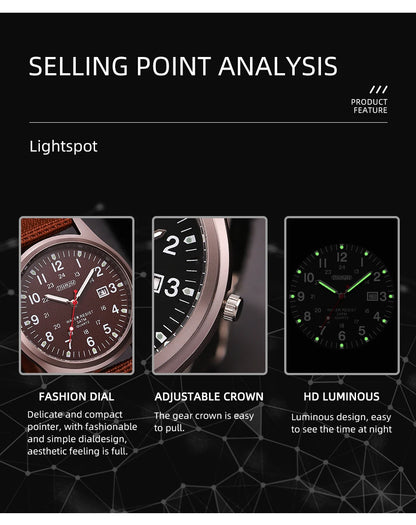 Luxury Mens Luminous Quartz Watch with Calendar - Smarsty