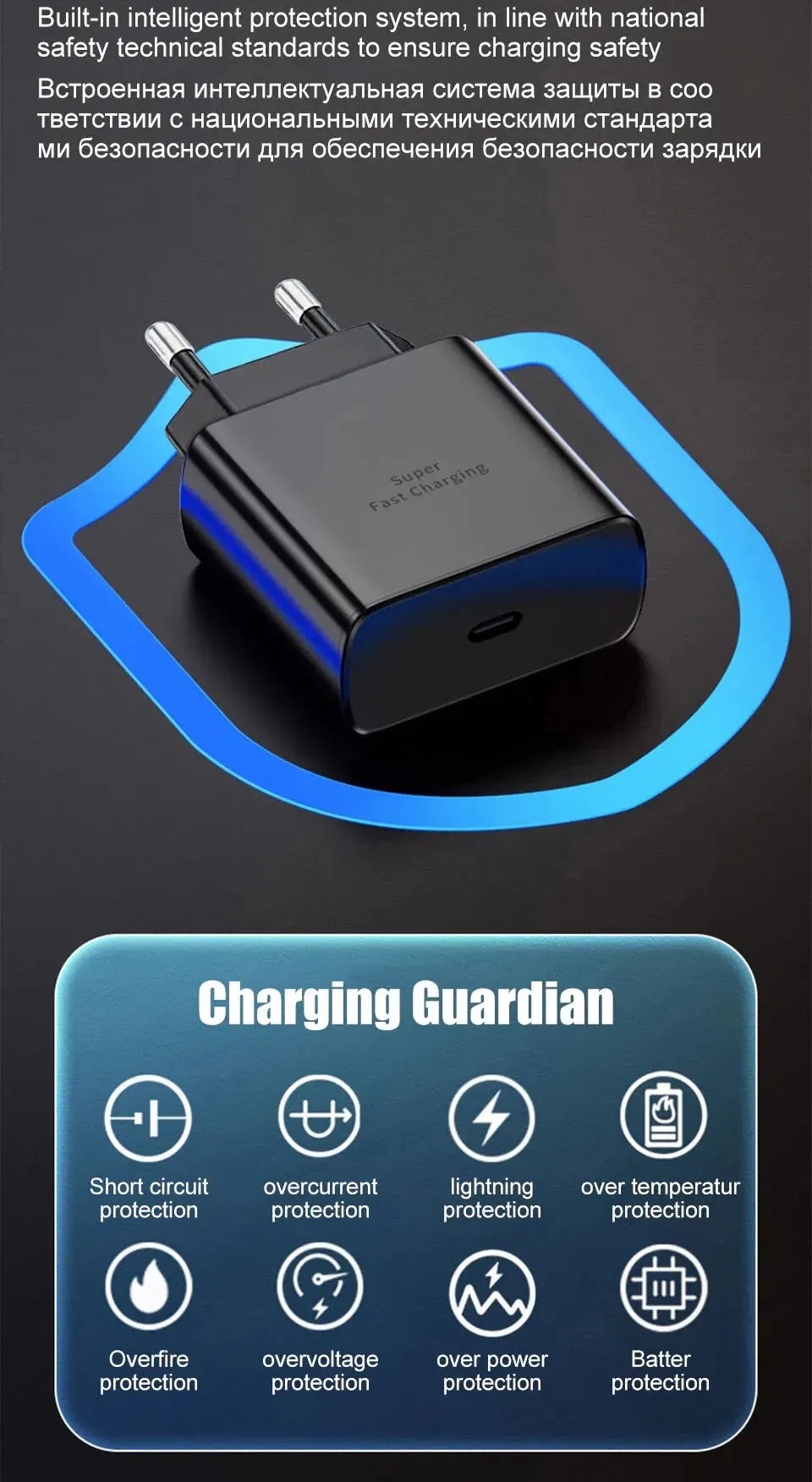45W PD USB C Fast Charger S24 UltraMax Cable Included - Smarsty