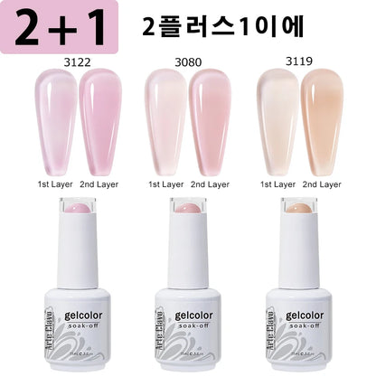 Arte Clavo 3pcs Nude Pink Jelly Gel Polish Set - Smarsty