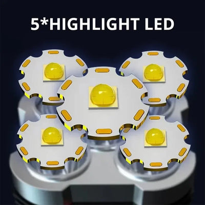 5LED High Power Led Flashlights Rechargeable Camping Spotlight with Side Light 3 Lighting Modes for Camping Adventure Outdoor - Smarsty