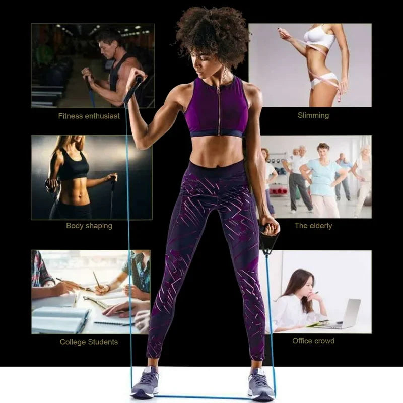 5 Levels  Elastic Band With Handles Yoga Pull Rope Elastic Gym Fitness Exercise Tube Band For Home Workouts Strength Training