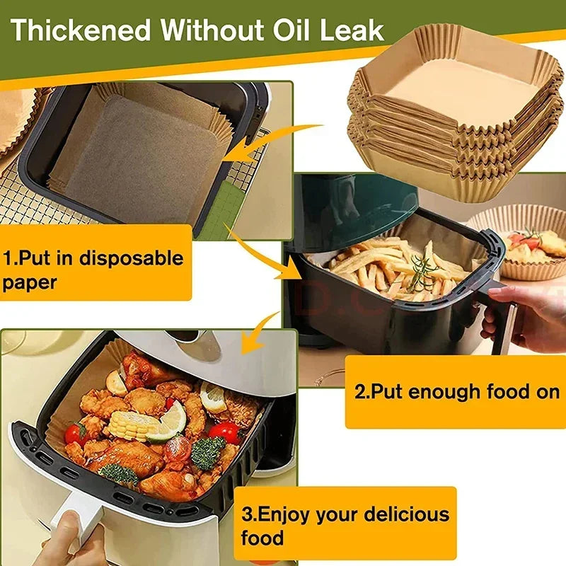 Air Fryer Disposable Baking Paper Mats 50/100PCS Nonstick Absorbent Design - Smarsty