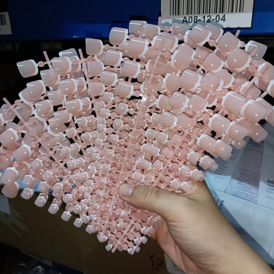 120 Pieces Pink Square Toe Nail Tips Full Cover Extensions - Smarsty