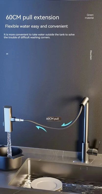 Flexible Stainless Steel Kitchen Faucet with Stream Shower Mode - Smarsty