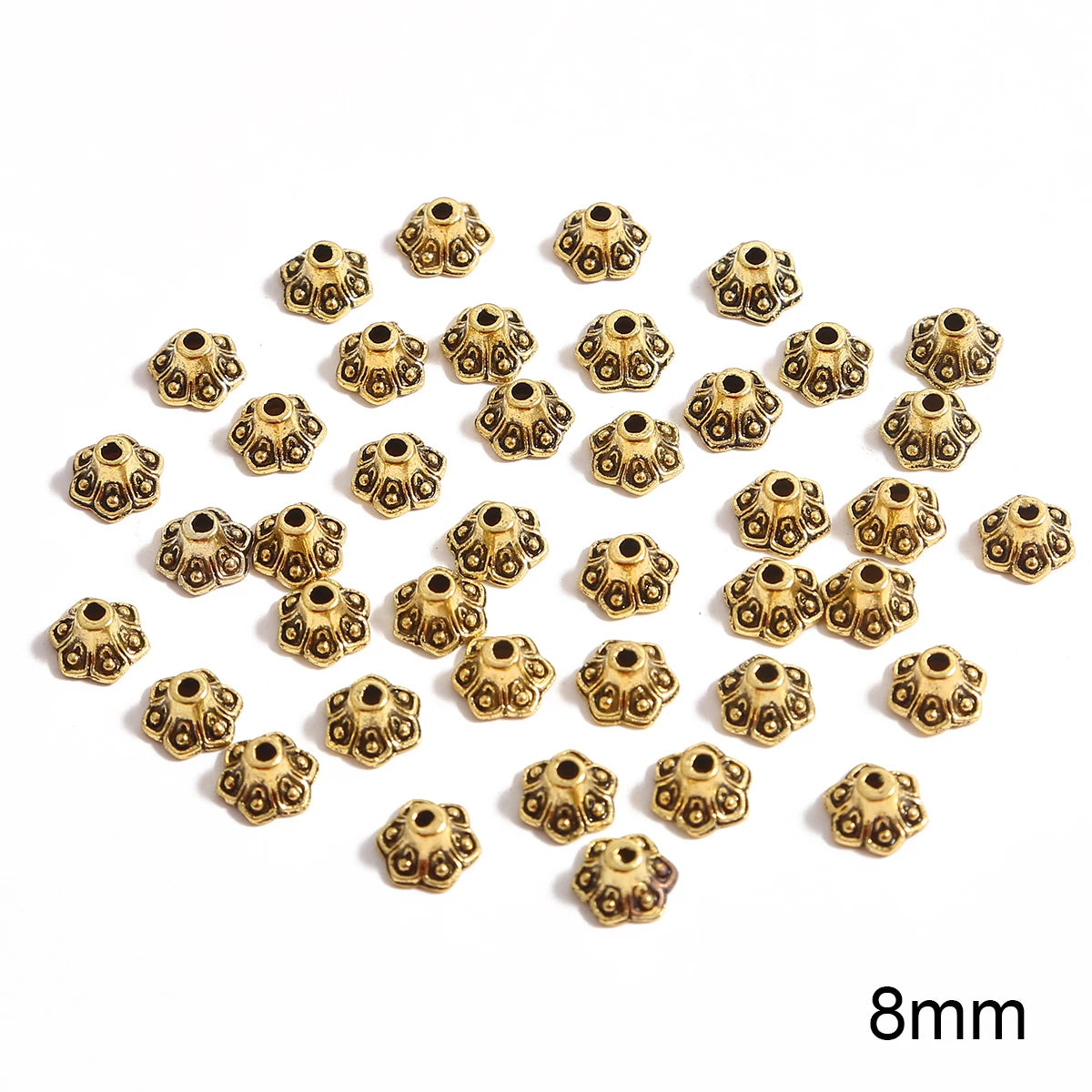 50pcs Tibetan Silver Leaf Flower Bead Caps for Jewelry Making - Smarsty