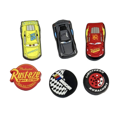 1/6pcs Disney Lightning Mcqueen PVC Shoes Charms Miniso Cars Slippers Buckle Decorations Fit Boys Birthday Gift