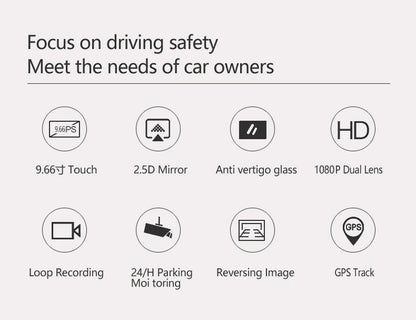 10 Inch Touch Screen Dash Cam Front And Rear Cameras - Smarsty