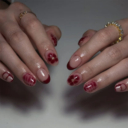 24pcs Flower Design Fake Nail Tips Full Cover - Smarsty